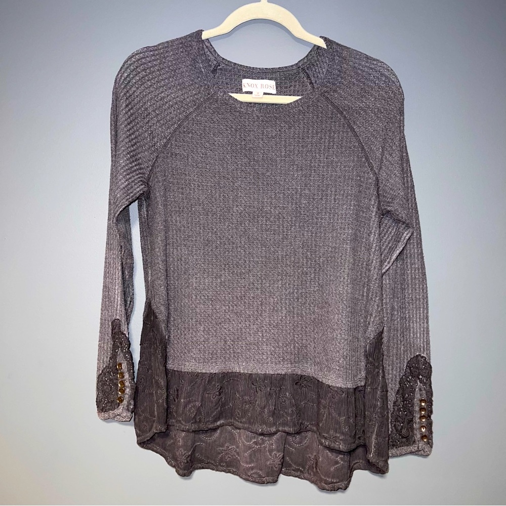Charcoal Grey Duster Tee Top - Women’s Small